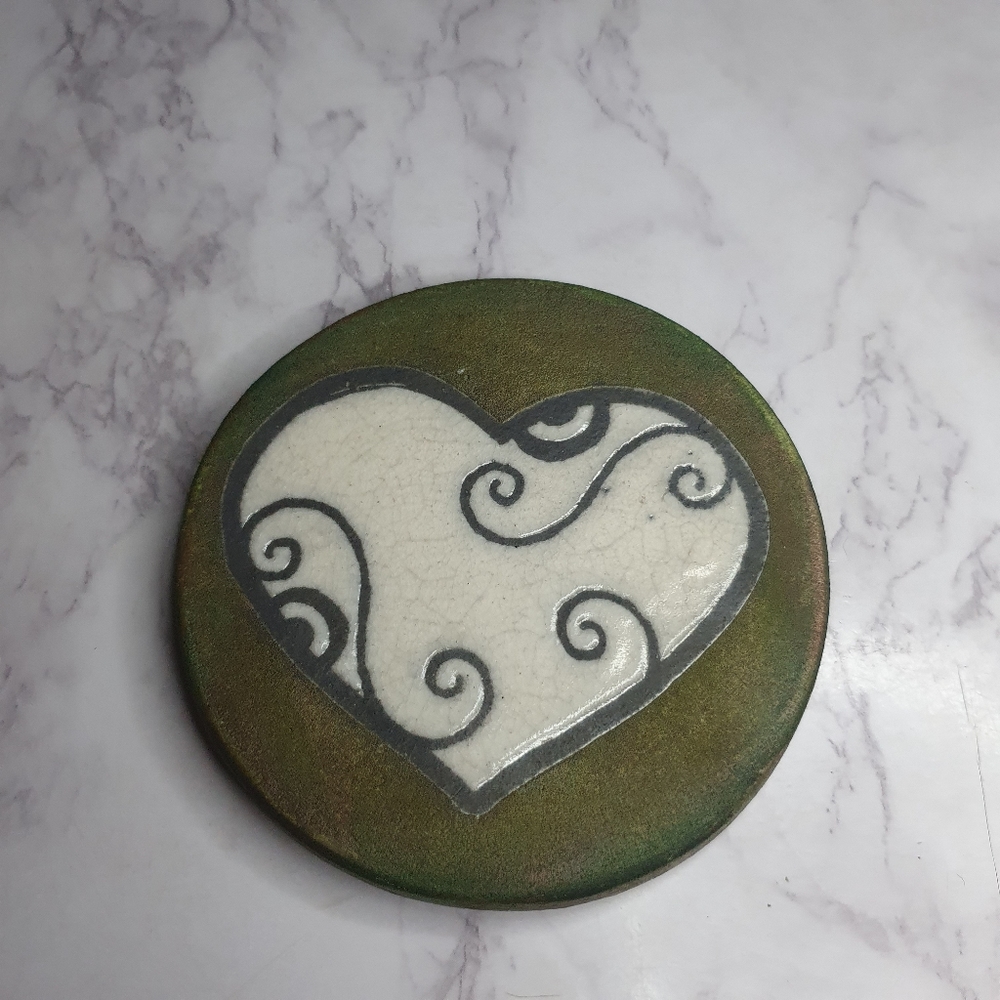 Vintage Raku Signed Art Pottery coaster